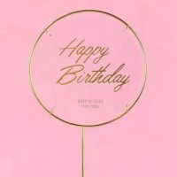 Happy Birthday с метална основа прозрачен пластмасов топер табела украса за торта рожден ден, снимка 2 - Други - 33512195