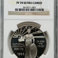 1996-S Community Service S$1 - NGC PF 70 - САЩ Сребърна Възпоменателна Монета Долар, снимка 1 - Нумизматика и бонистика - 43773680