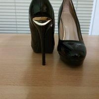Черни кожени обувки, снимка 4 - Дамски обувки на ток - 33482348