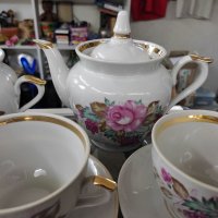 Руски порцелан чаши за кафе,чайник и захарница, снимка 7 - Сервизи - 40748987