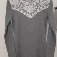 Рипсена блузка с дантела, снимка 2 - Блузи с дълъг ръкав и пуловери - 38230217