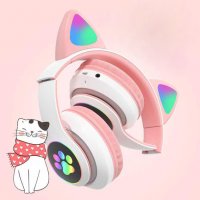 Блутут Слушалки с котешки уши, големи, снимка 4 - Bluetooth слушалки - 39260895