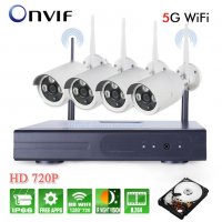 Комплект безжично WIFI видеонаблюдение 4 камери 5G WIFI KIT NVR Onvif , снимка 3 - Комплекти за видеонаблюдение - 32277373