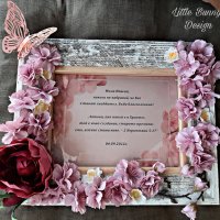 Декорирана рамка с цветя и осветление, снимка 1 - Подаръци за сватба - 37789220