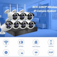 * 1080p Нови 2023 -50% Система 5mp за видеонаблюдение 5G DVR 4 /8 -канална, 4/8 безжични камери , снимка 2 - IP камери - 38155989