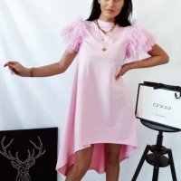 Туника с тюл на ръкава в розово , снимка 5 - Блузи с дълъг ръкав и пуловери - 44058994