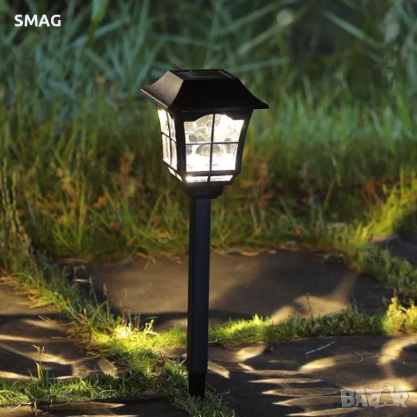 Слънчев фенер соларни лампи витраж черен 32см S_1165441, снимка 1