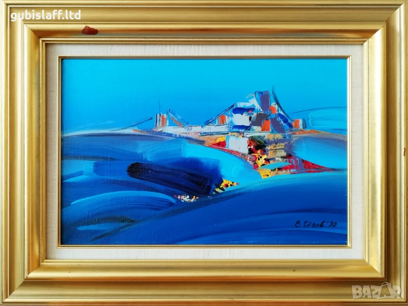 Картина "Пейзаж", худ. Васил Стоев, 1990 г., снимка 1