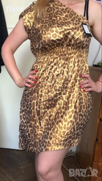 Дамска леопардова рокля с една презрамка, снимка 1