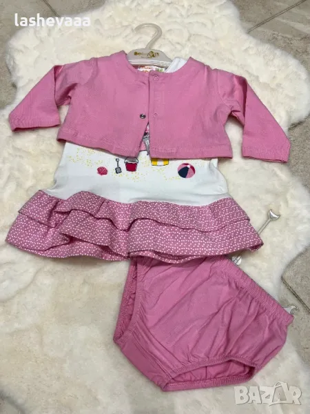 Комплект за момиче троен в розово, снимка 1