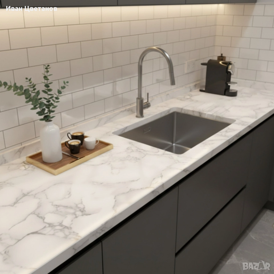 Мраморно самозалепващо фолио за обновяване на дома – водоустойчиво, здраво, практично, снимка 1