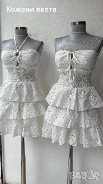 Бели памучни рокли с бродерия, снимка 1