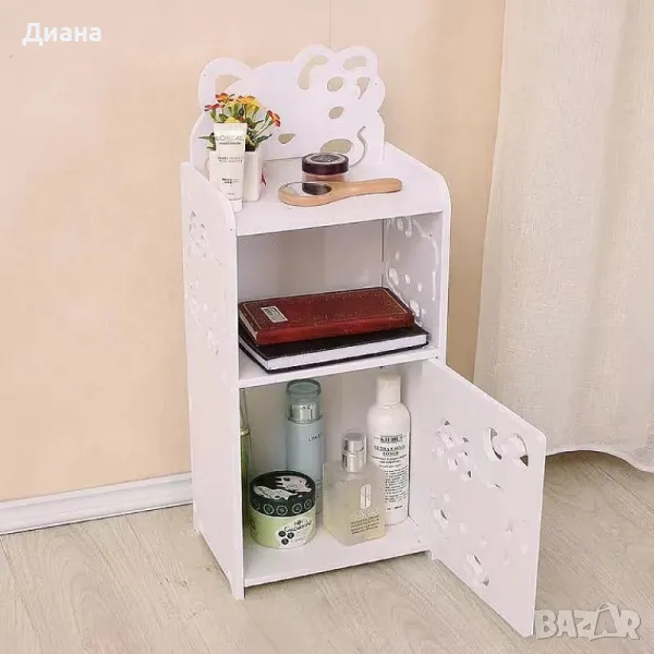 Детски дървен шкаф в бял цвят Hello Kitty с две основни секции, снимка 1