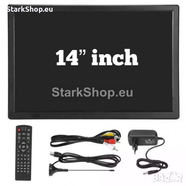  Преносим телевизор 14″ с батерия + работи на 12V / 220V, снимка 1