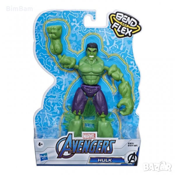 Разтягаща фигурка HULK - ХЪЛК - Bend & Flex / MARVEL AVENGERS / Hasbro - 15 cm, снимка 1