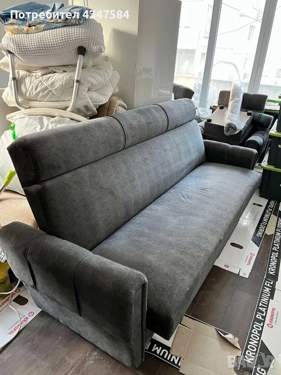 Диван-разтегателен, два фотьойла и табуретка , снимка 1