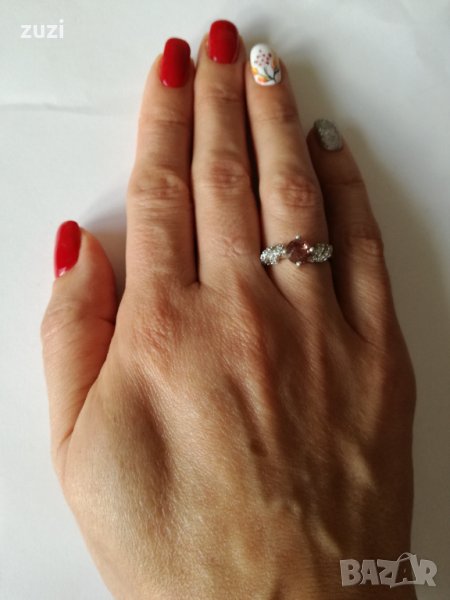 Сребърен пръстен с циркони . Сребро проба 925 , снимка 1