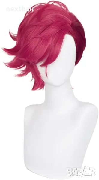 Аниме къса розово червена перука два цвята LOL Arcane Vi Cosplay, снимка 1