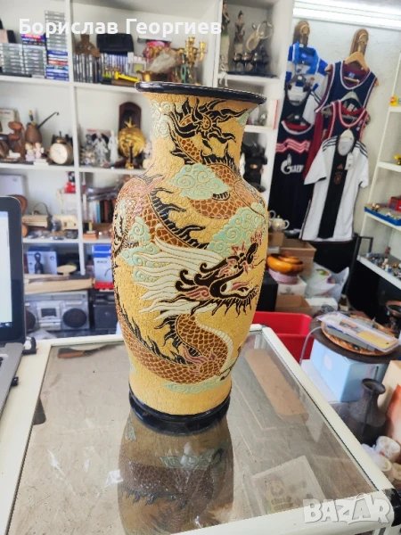 Голяма азиатска ваза с дракони, снимка 1