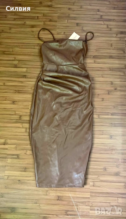 Нова дълга лъскава кожена рокля "Shein" / "Шейн" с етикет, размер XS, снимка 1