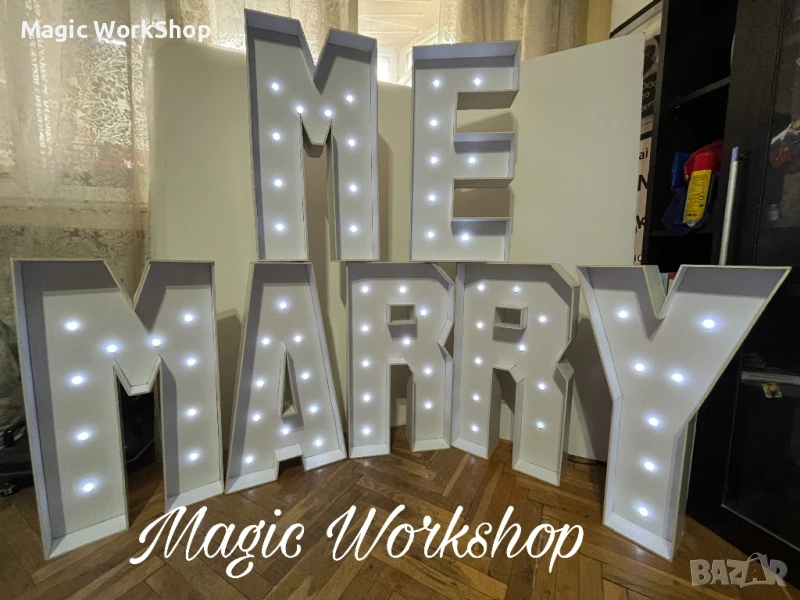 Светещ надпис “Marry me”, снимка 1
