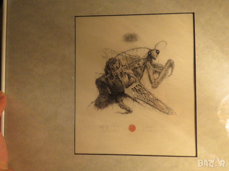 Стара картина Exlibris - рисувана 1995г.-  Робърт Баръмов /1966. - 2021 г.) Художник, снимка 1