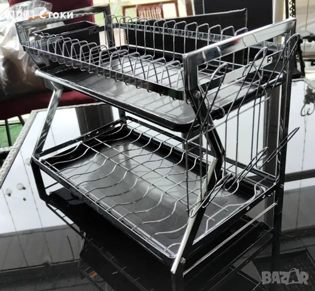 Сушилник Никел 2нива , Приставки за Прибори и Чаши  Високо Качество  В 32см Х Ш45см Х Д26см   НОВ, снимка 1