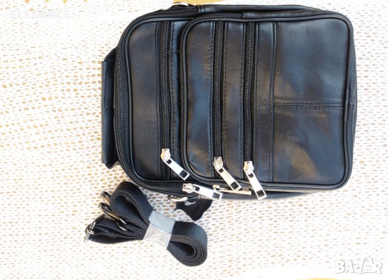 Мъжка кожена чанта. Естествена кожа с много джобове, снимка 1