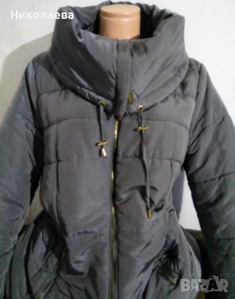 Сива шуба с голяма яка "flame",XL, снимка 1