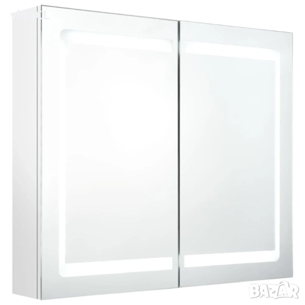vidaXL LED шкаф с огледало за баня, сияйно бяло, 80x12x68 см（SKU:326517）, снимка 1