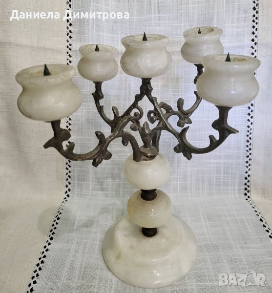 Мраморен свещник за пет броя свещи, снимка 1