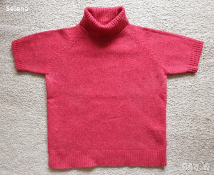 Пуловер в малинов цвят с къс ръкав    , снимка 1
