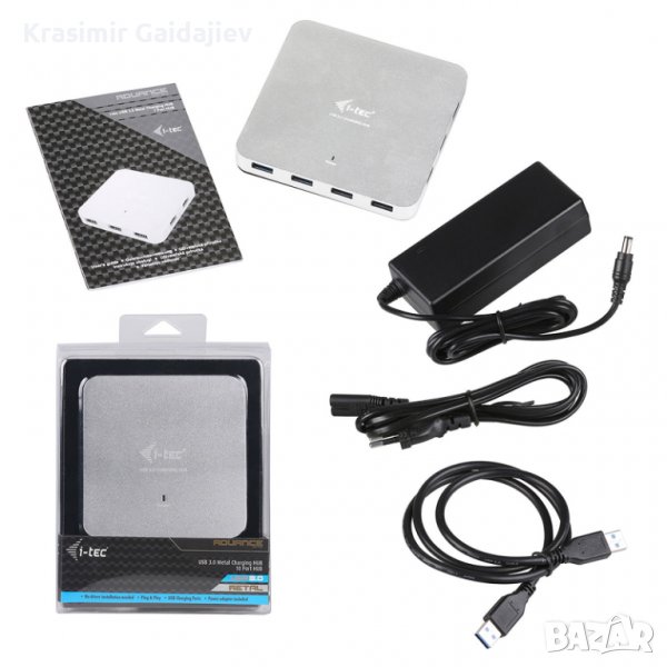 i-tec USB 3.0 метален хъб за зареждане с 10 порта, снимка 1