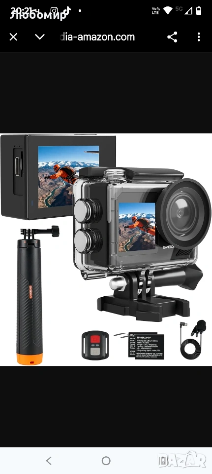 SVBONY SVGo2 4K30FPS Подводна камера, EIS 2.0 Двоен сензорен екран Водоустойчива камера , снимка 1