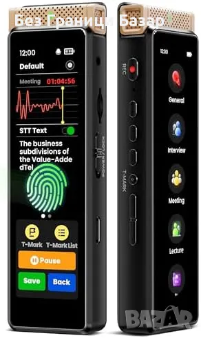 Нов 40GB дигитален диктофон AI транскрипция Bluetooth Гласов рекордер, снимка 1
