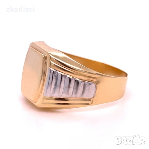 Златен мъжки пръстен 3,56гр. размер:69 14кр. проба:585 модел:37055-1, снимка 4 - Пръстени - 53348413