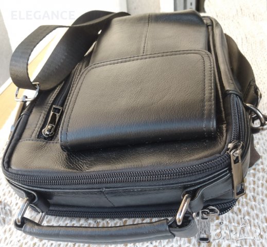 	Мъжка кожена чанта от  естествена кожа с  капак , снимка 3 - Чанти - 34882392