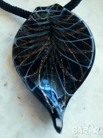 Колие с муранско стъкло и миланска корда, снимка 3 - Колиета, медальони, синджири - 28788775