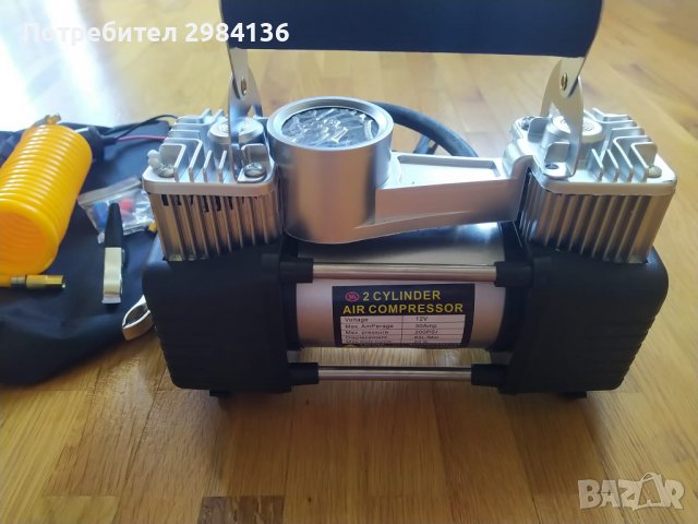 Автокомпресор 12V, два цилиндъра, с чанта, снимка 3 - Аксесоари и консумативи - 37244666