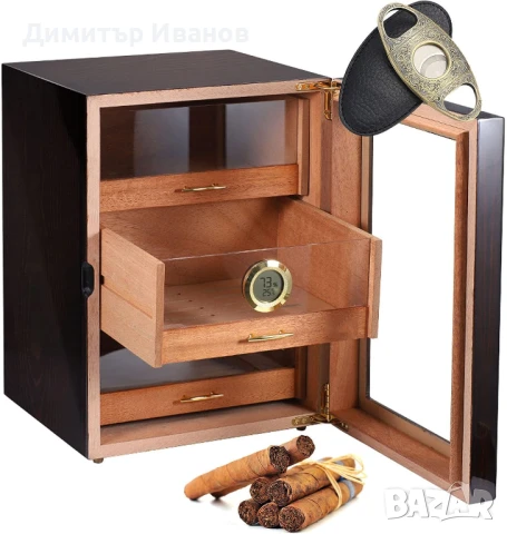 Малък кедров кабинет за до 150 пури със хидрометър и овлажнител, снимка 5 - Други - 50996927