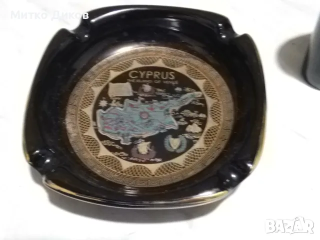 Кипър порцеланов пепелник и чаша за цигари Hand Made in 24 K Gold, снимка 5 - Други стоки за дома - 49498514
