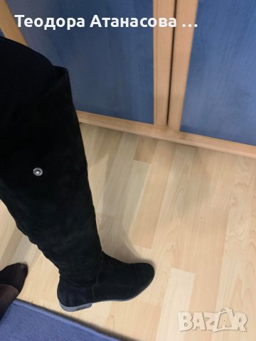 Естествен велур чизми над коляното, номер 38., снимка 3 - Дамски боти - 43656972