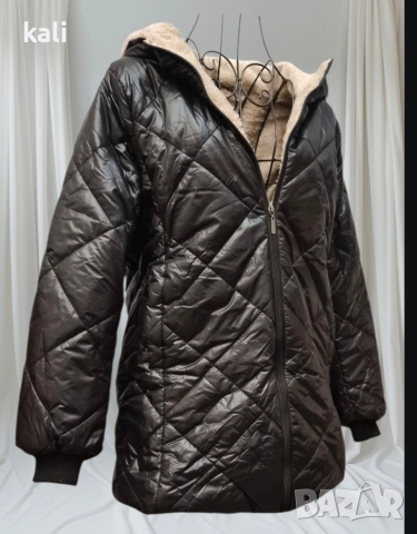 Топло черно яке с мека пухкава подплата