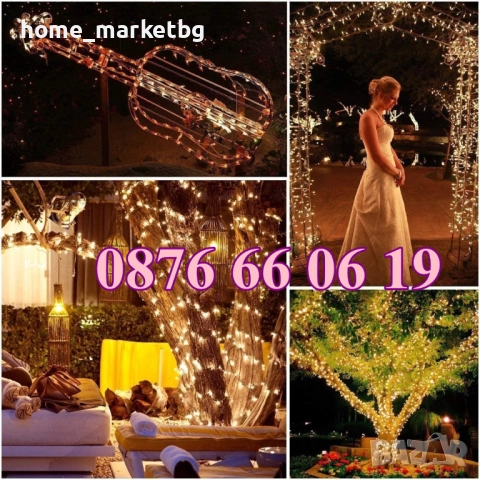 Коледни лампички 100 метра на макара, жълта светлина, водоустойчиви, снимка 2 - Декорация за дома - 52424660