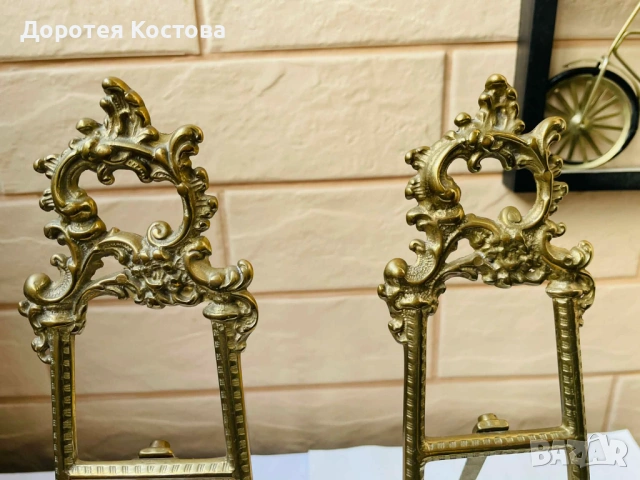 Красива месингова поставка от Англия за чиния, рамка, снимка 2 - Антикварни и старинни предмети - 53301044