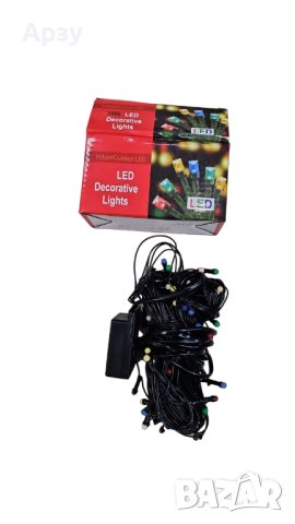 Цветни коледни лампички с черен кабел , снимка 1 - Декорация за дома - 43334726