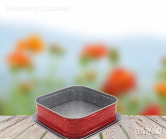 Форма с падащо дъно, 27.5x27.5 см, Мраморно покритие, снимка 2 - Форми - 48437583