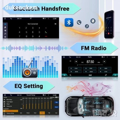1 DIN Автомобилно радио с CarPlay / Android Auto и камера за заден ход, снимка 3 - Аксесоари и консумативи - 51997019