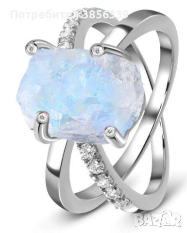 Сребърен пръстен с лунен камък, снимка 1 - Пръстени - 43121628