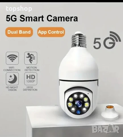 Камера за фасунга Е27 с Wi-Fi / WiFi връзка и карта, снимка 5 - IP камери - 50502515